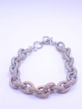 Banana Republic silver tone Chunky rhinestone toggle clasp necklace 14”